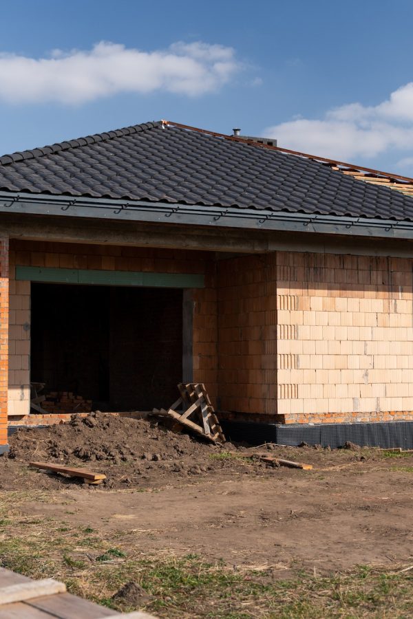 Construction of a new private house settlement. Building of new house.